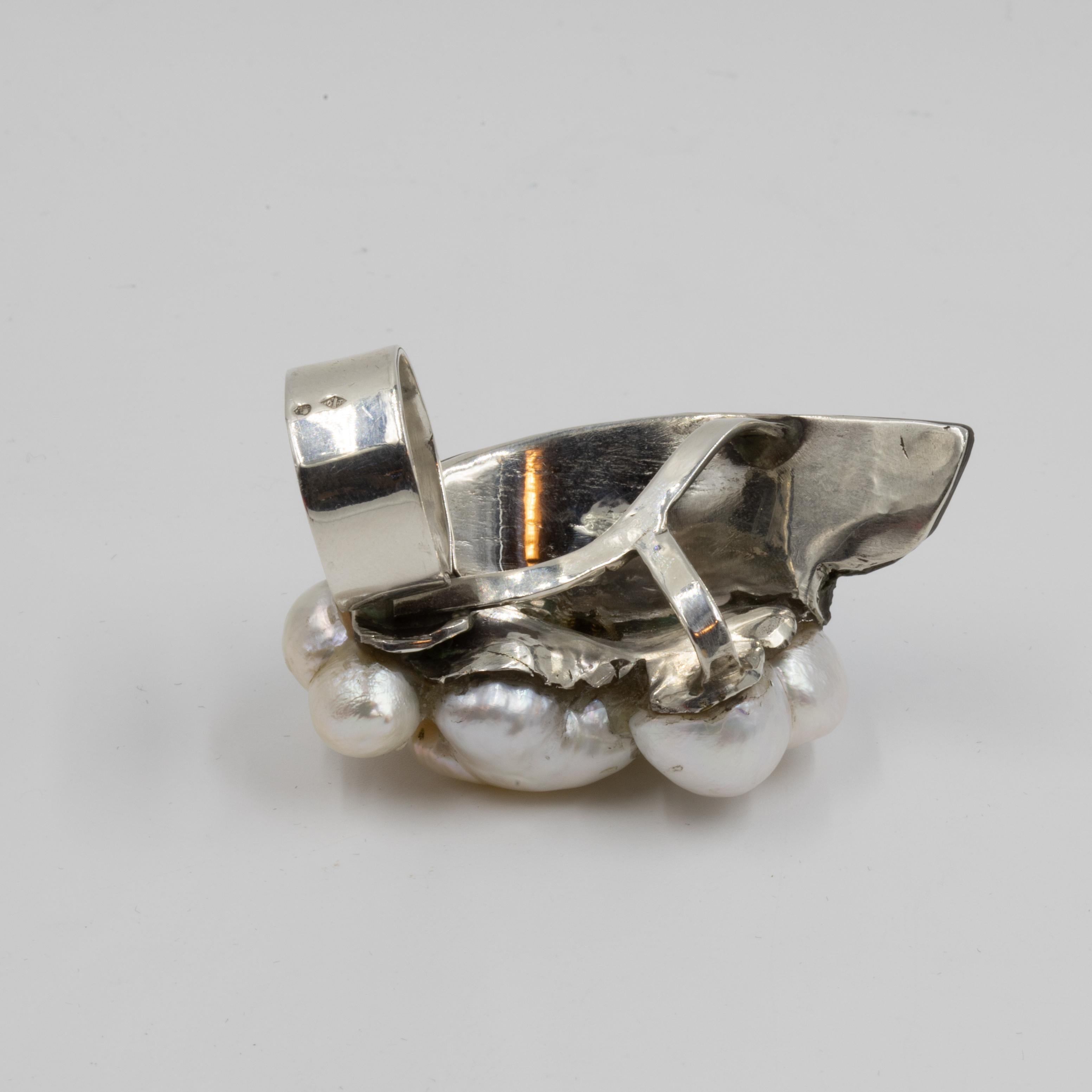Set aus Anhängern, Ohrringen, Ringen aus Silber, Gold und Perlen von Jean Vendome  Damen im Angebot