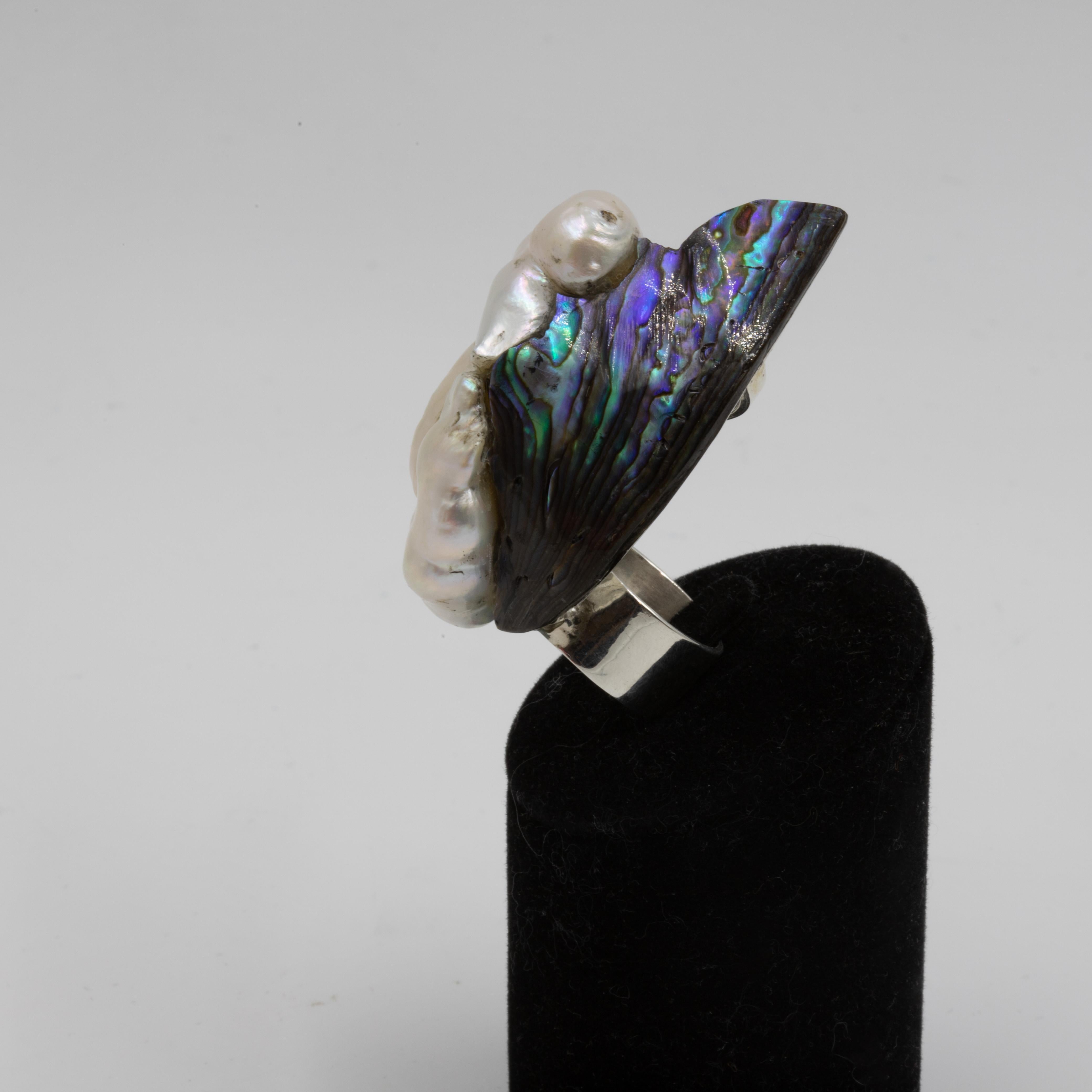 Set aus Anhängern, Ohrringen, Ringen aus Silber, Gold und Perlen von Jean Vendome  im Angebot 3
