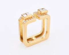 Jean Vendôme - Square Ring in Yellow Gold and Diamonds