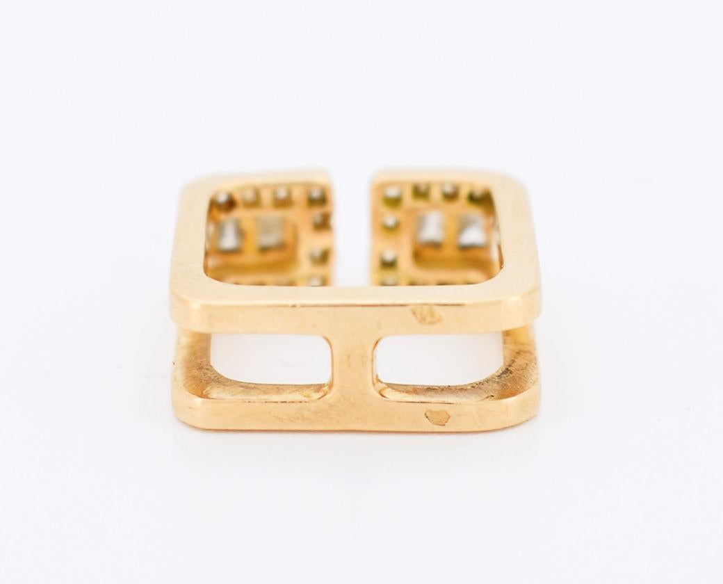 Contemporary Jean Vendôme - Square Ring in Yellow Gold and Diamonds For Sale