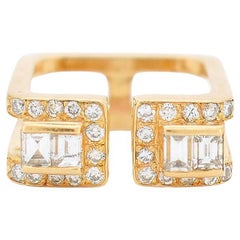 Jean Vendôme - Square Ring in Yellow Gold and Diamonds
