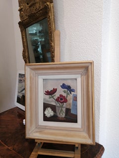 Anemones and white carnation