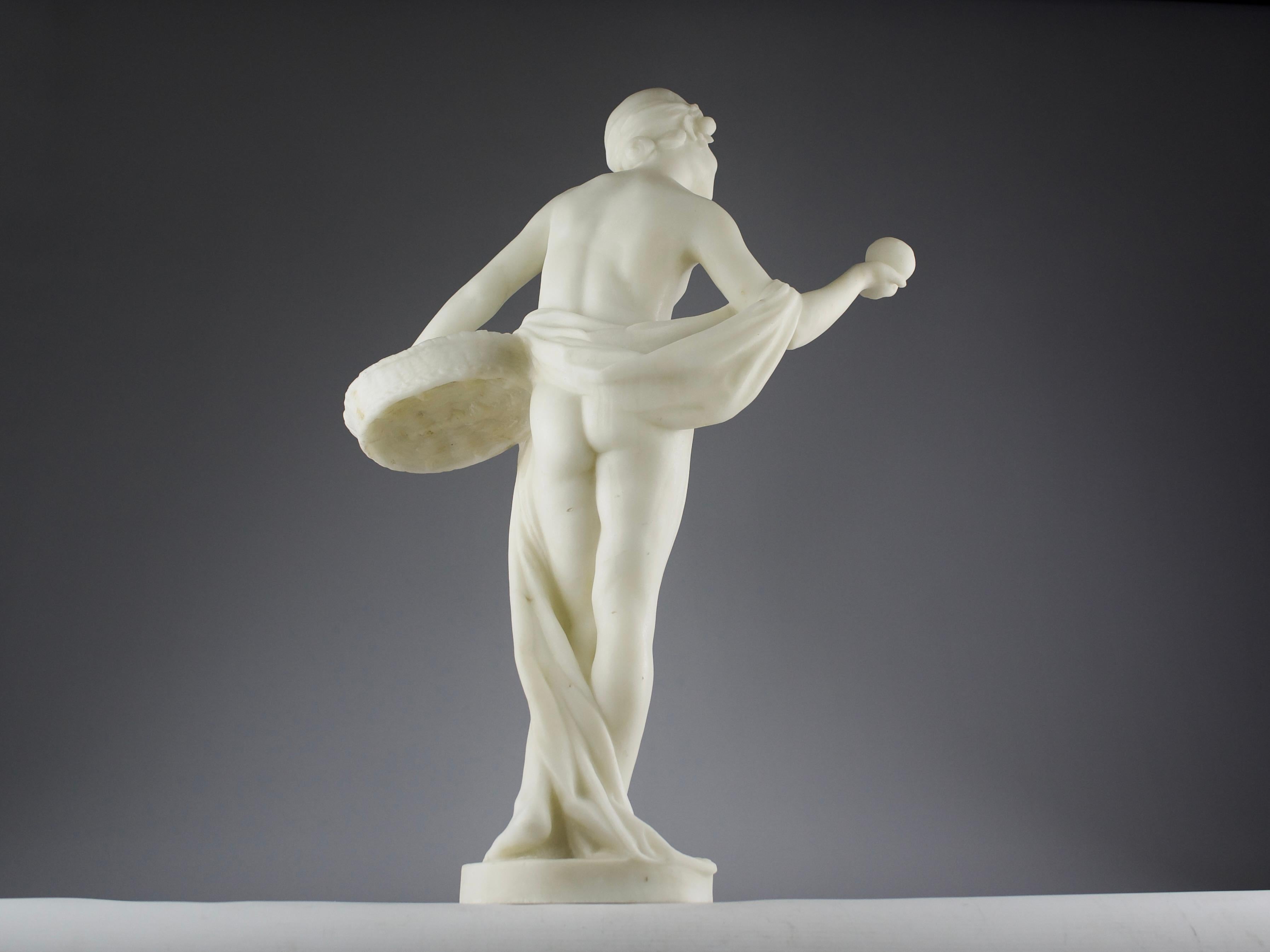 Jean Verschneider, Mädchen und der goldene Apfel, Marmorskulptur, Art déco, 1920er Jahre im Angebot 6