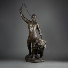 Jean Verschneider : «ladiator leading a lion », sculpture en bronze, vers 1940
