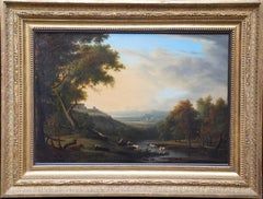 Classical Landscape with Cattle - French 19thC Neo Classical art oil painting