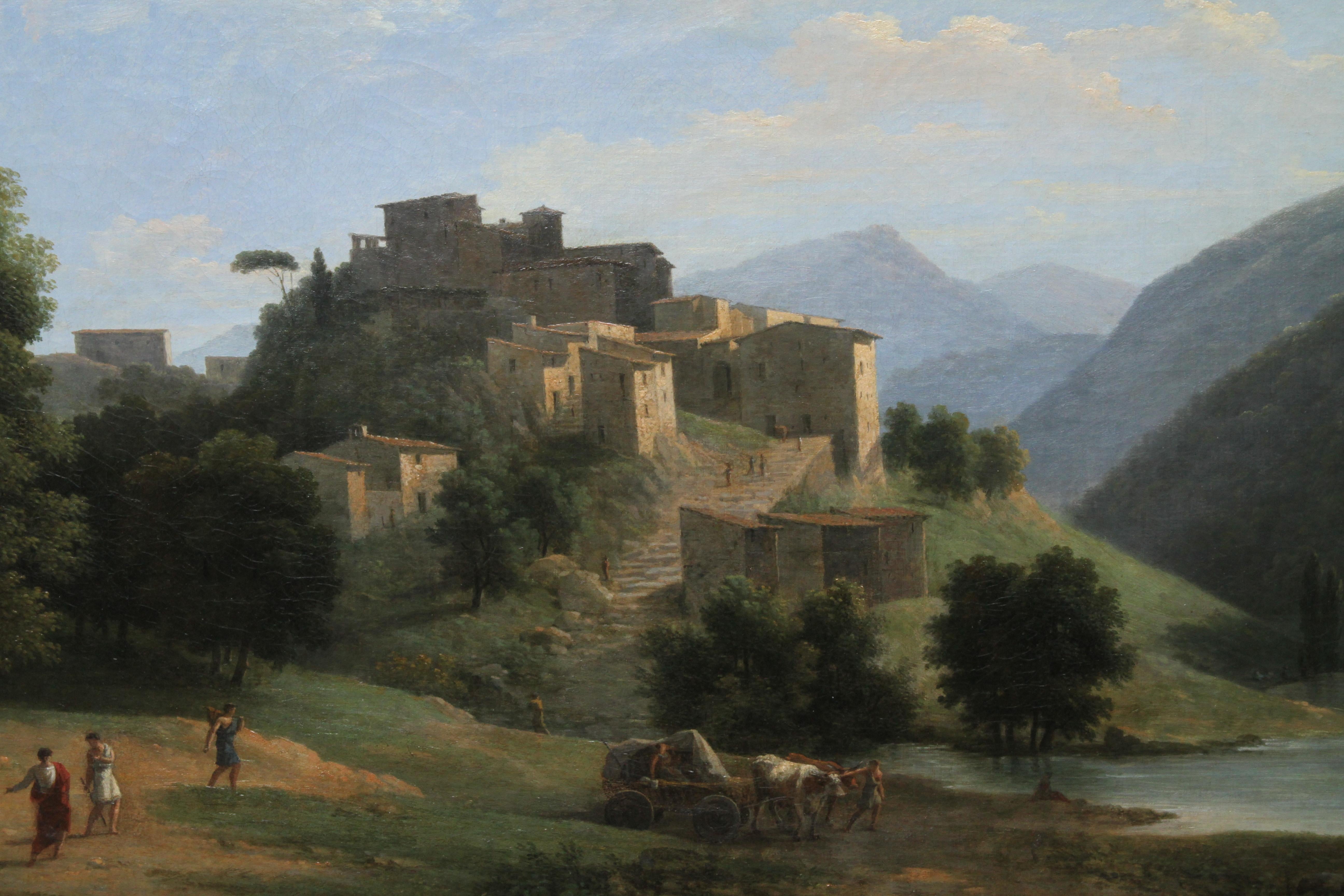 Italienische Berglandschaft mit Flussmuster  Französische neoklassizistische Kunst des 19. Jahrhunderts  im Angebot 1