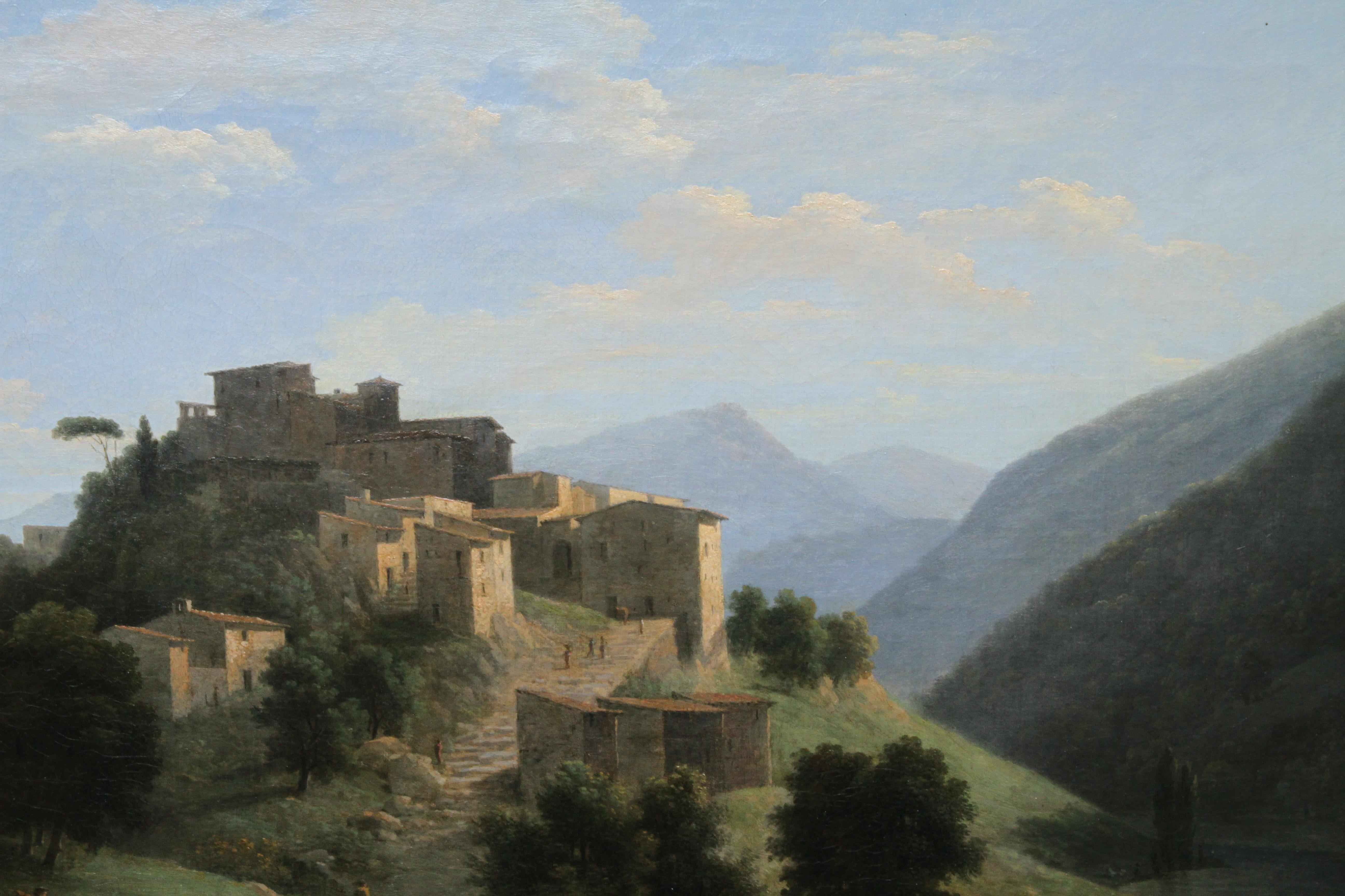 Italienische Berglandschaft mit Flussmuster  Französische neoklassizistische Kunst des 19. Jahrhunderts  im Angebot 2