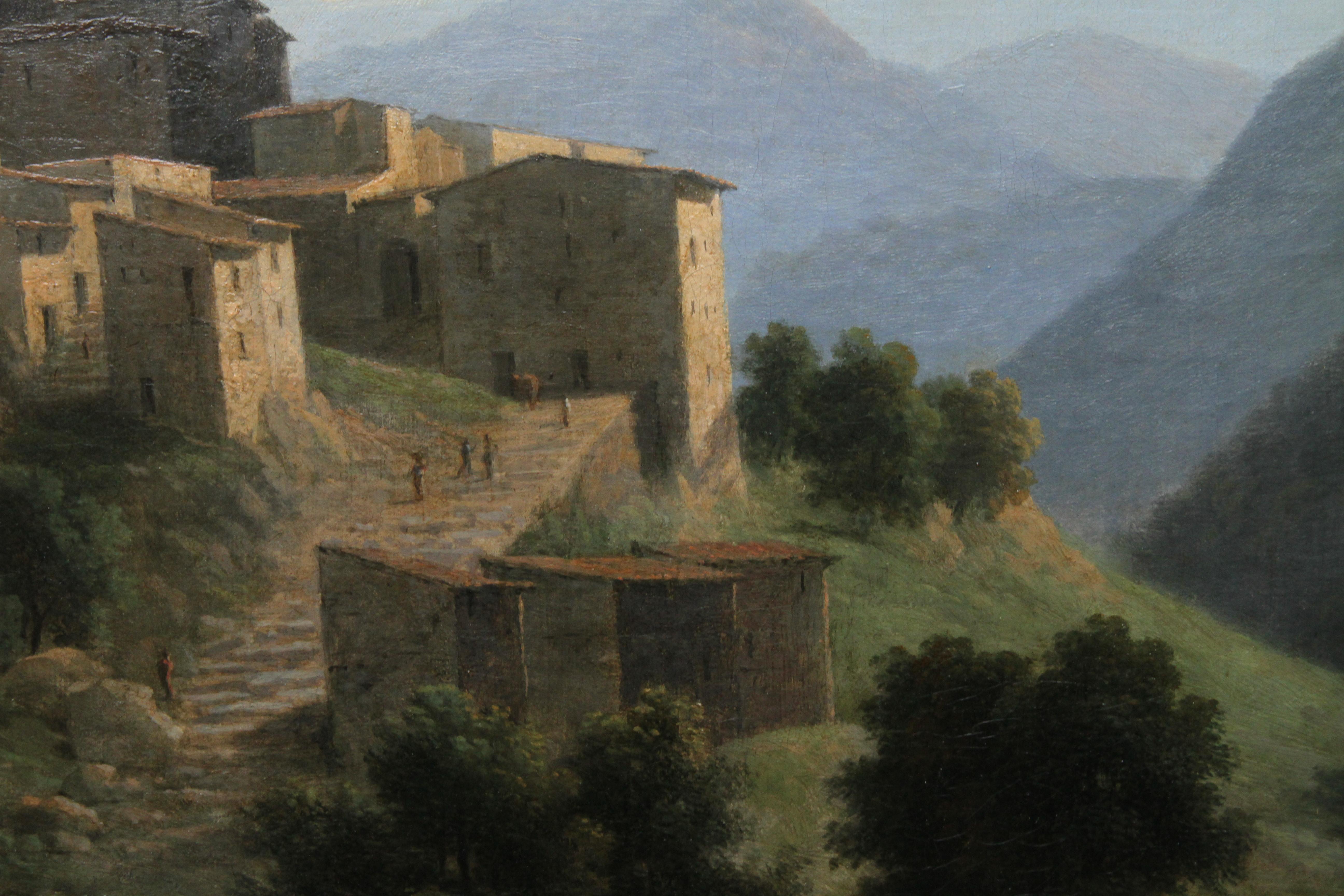 Italienische Berglandschaft mit Flussmuster  Französische neoklassizistische Kunst des 19. Jahrhunderts  im Angebot 3