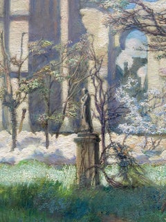 Symbolist Renewal, Springtime after Wa: Blossoming Trees near a Ruined Abbey