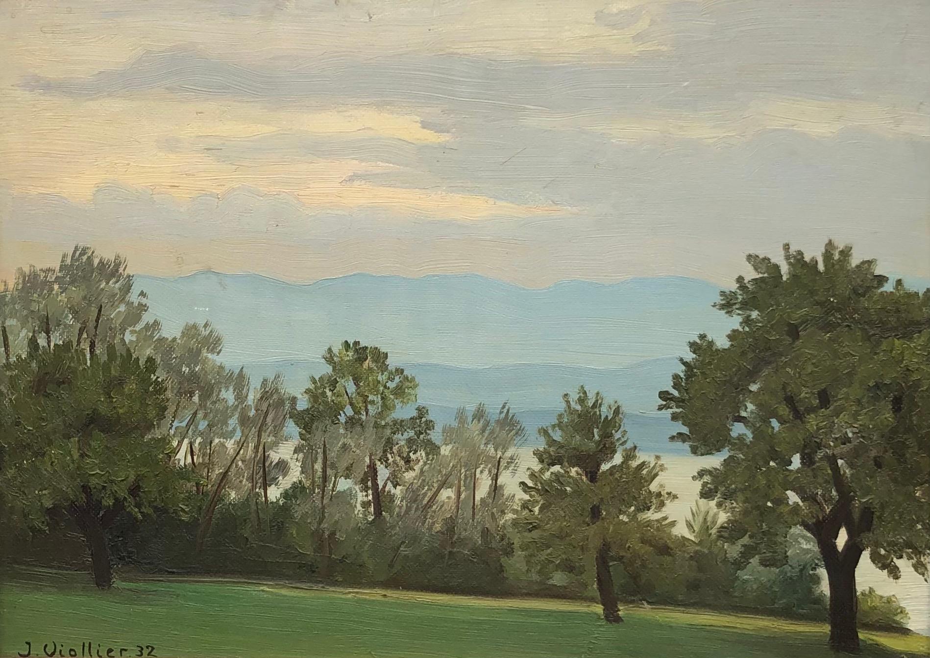 Jean Viollier Landscape Painting - From Cologny with a view of the Jura