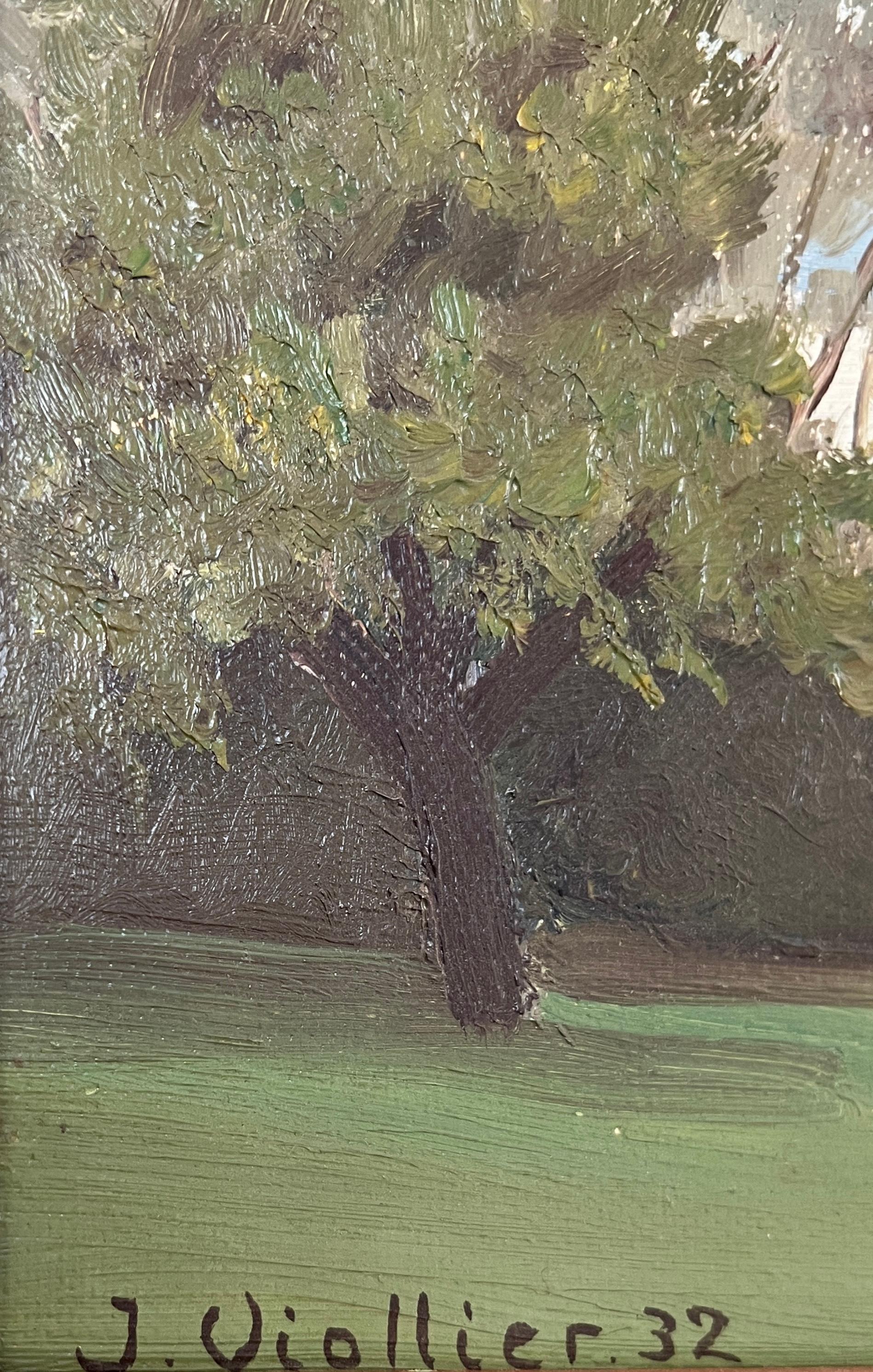 Las alturas de Cologny, Ginebra - Landscape Painting Marrón de Jean Viollier