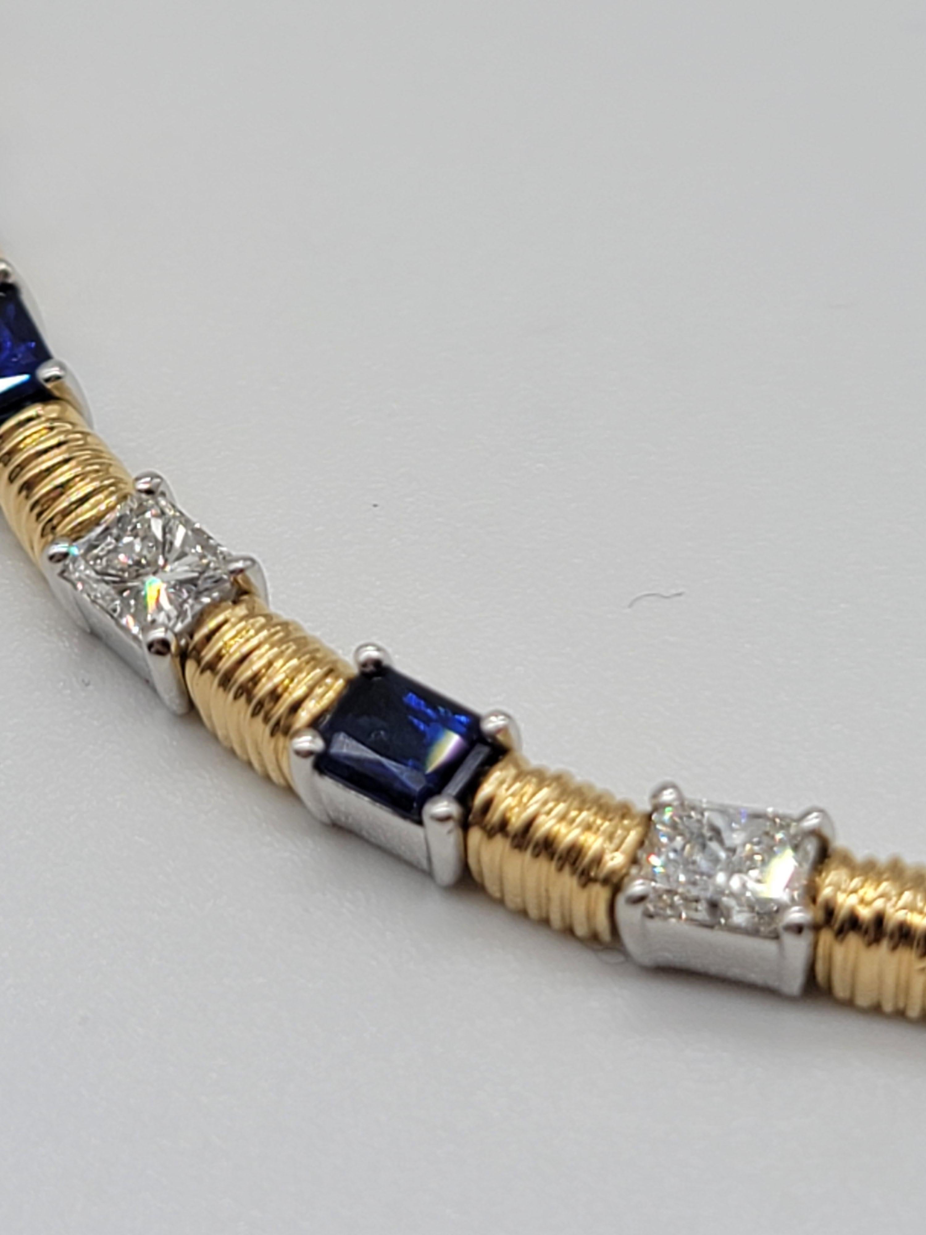 Jean Vitau 18 Karat and Platinum Blue Sapphire and Diamond Necklace In New Condition For Sale In New York, NY