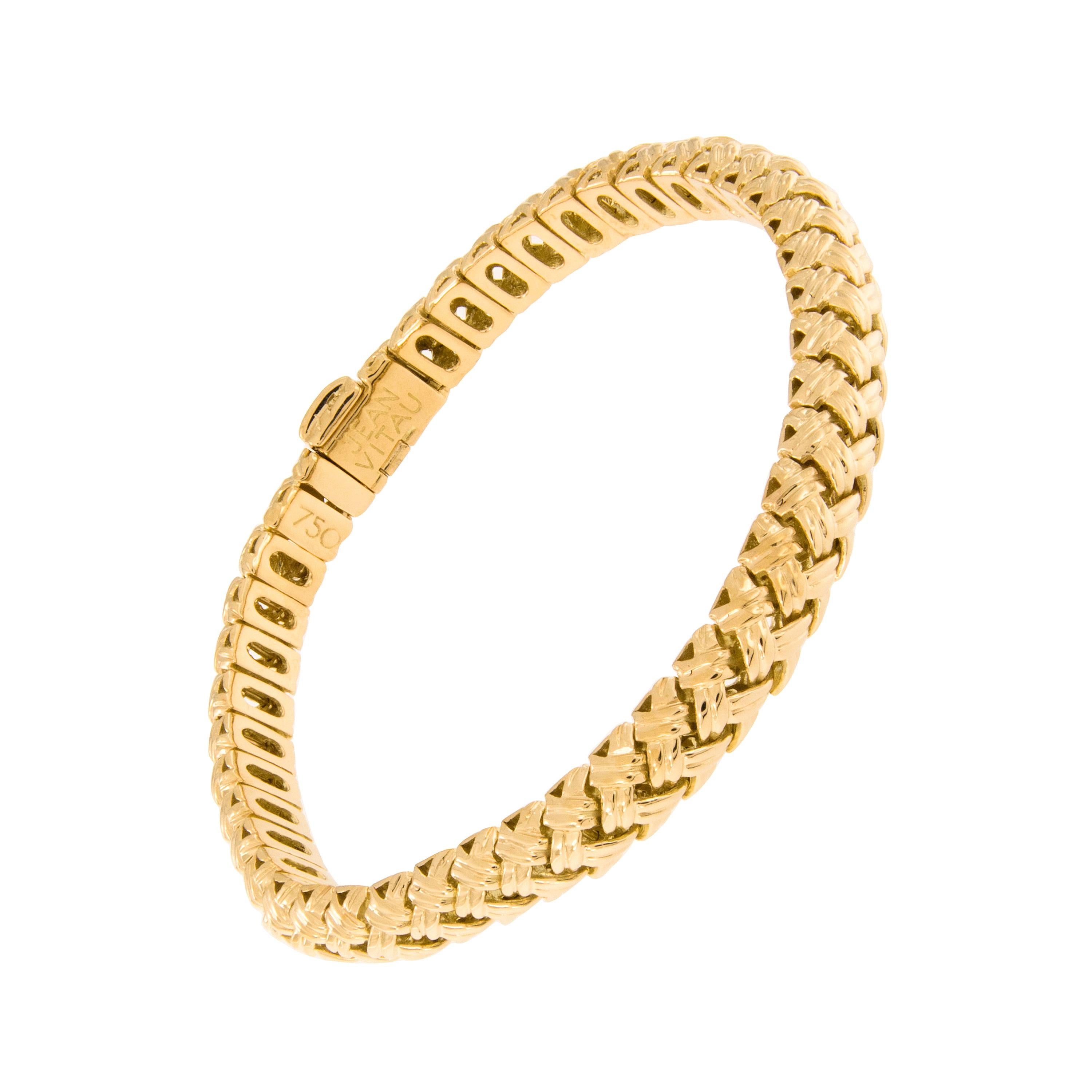Jean Vitau 18 Karat Gold Vannerie Flexible Bracelet