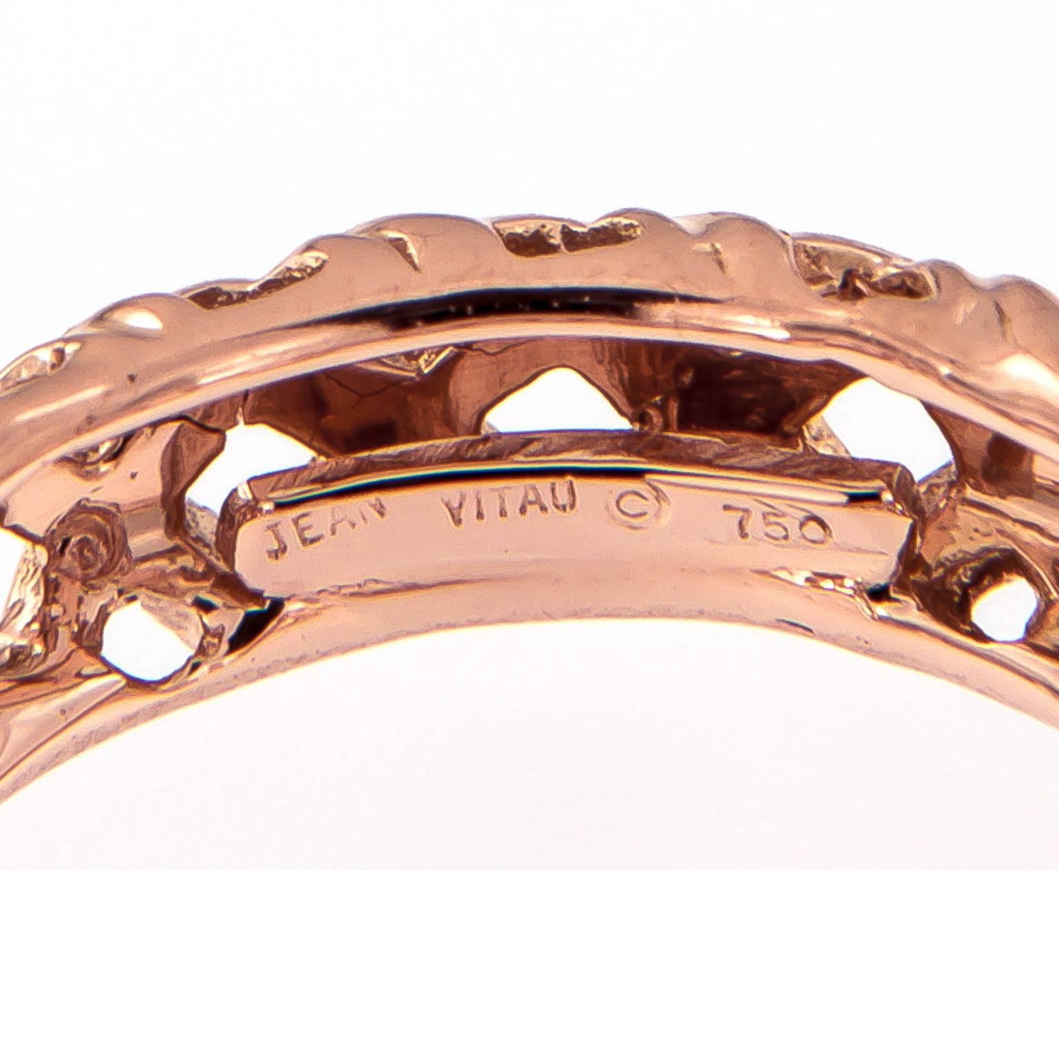 Anello Jean Vitau in oro rosa 18 carati con trama a canestro In condizioni Nuovo in vendita a Troy, MI