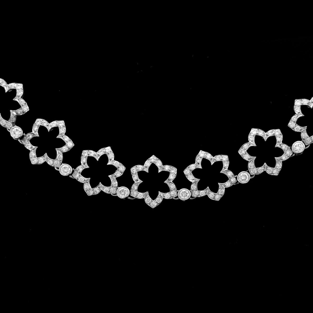 Jean Vitau 18 Karat White Gold Diamond Flower Necklace In Excellent Condition In QLD , AU