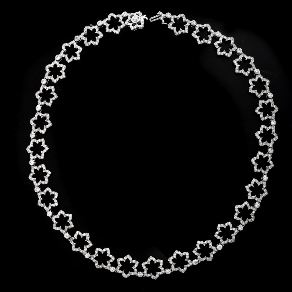Women's Jean Vitau 18 Karat White Gold Diamond Flower Necklace