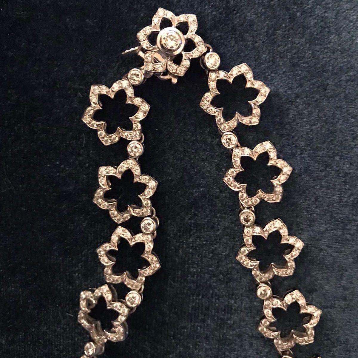 Jean Vitau 18 Karat White Gold Diamond Flower Necklace 1