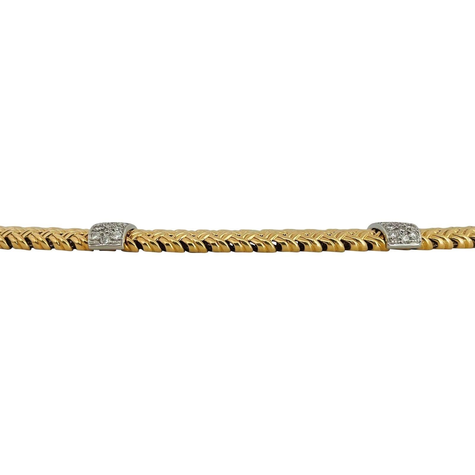 Jean Vitau 18 Karat Yellow Gold Platinum & Diamond Heavy Basketweave Necklace In Good Condition In Guilford, CT