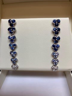 Jean Vitau 18 Karat White Gold Sapphire and Diamond Wisteria Earrings