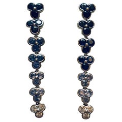 Jean Vitau 18 Karat White Gold Sapphire and Diamond Wisteria Earrings