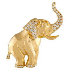Broche Elefante Jean Vitau de oro amarillo de 18 quilates y 1,25 ct de diamantes JV06-072325