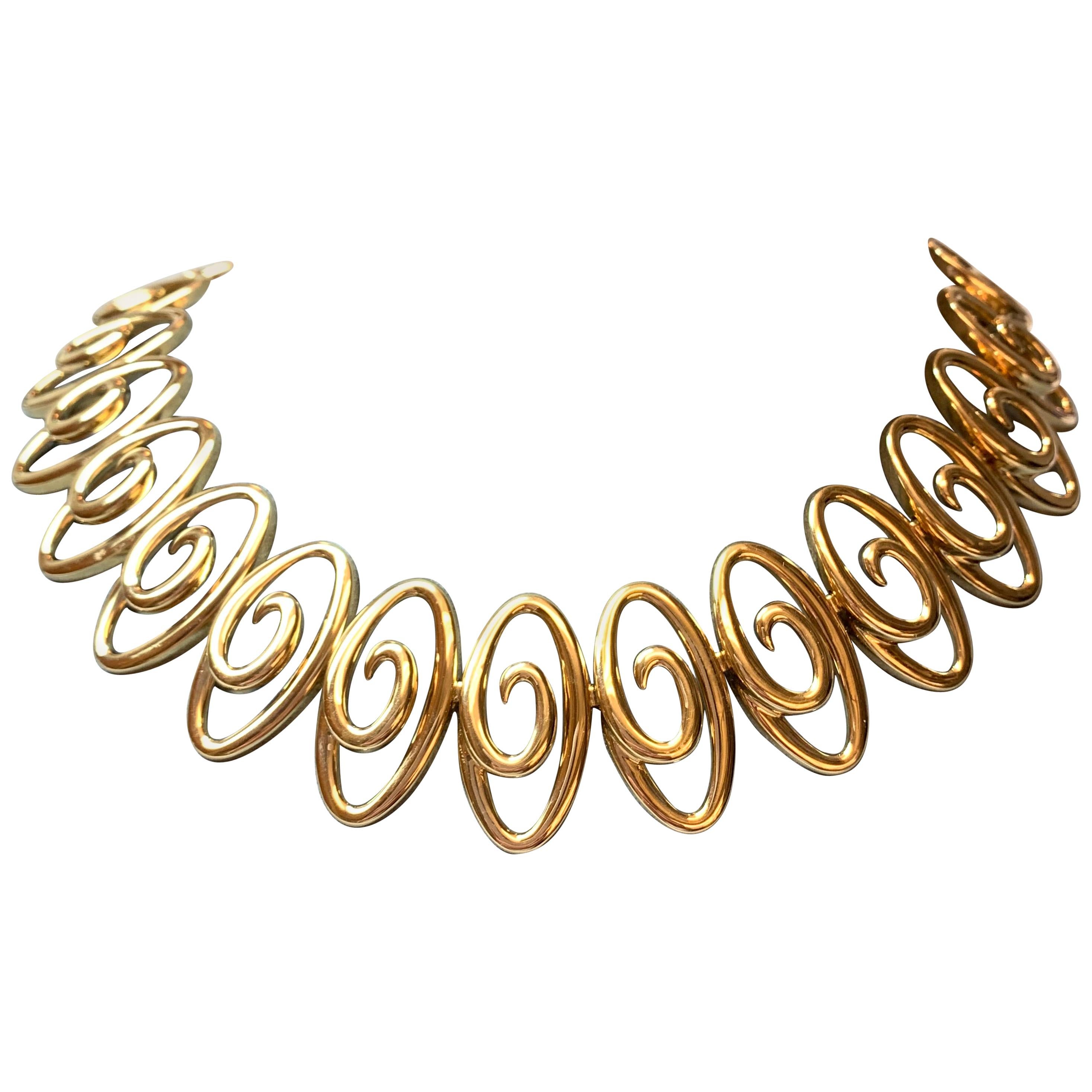 Jean Vitau 18 Karat Yellow Gold Infinity Link Necklace For Sale