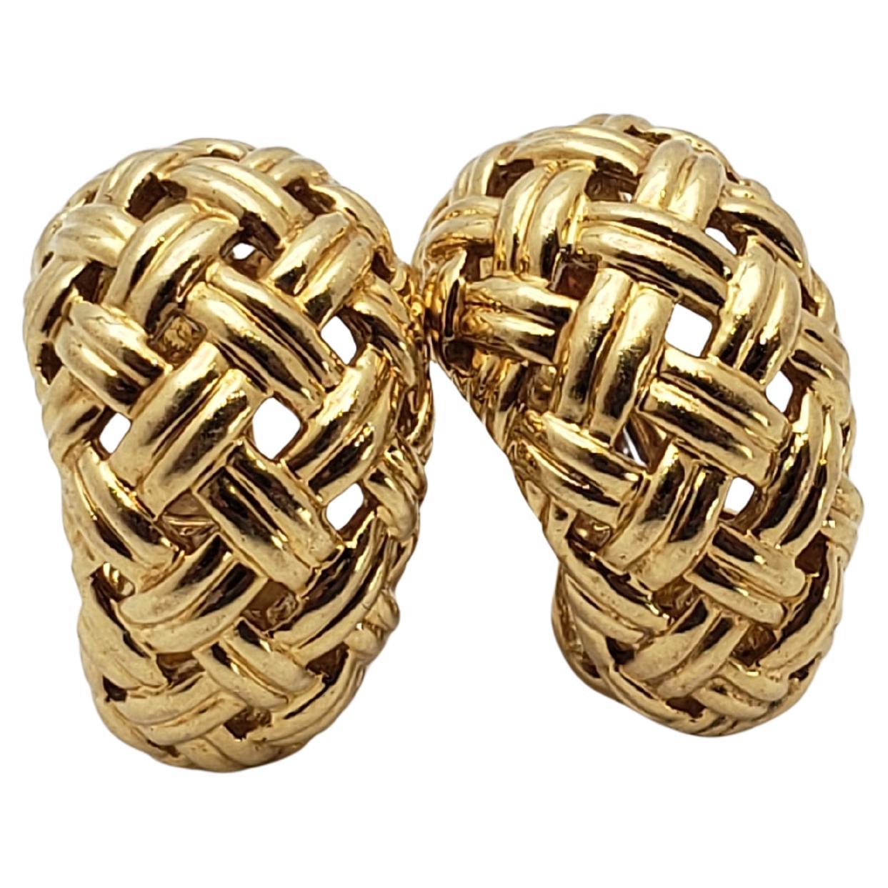 Jean Vitau 18K Yellow Gold Woven Earrings