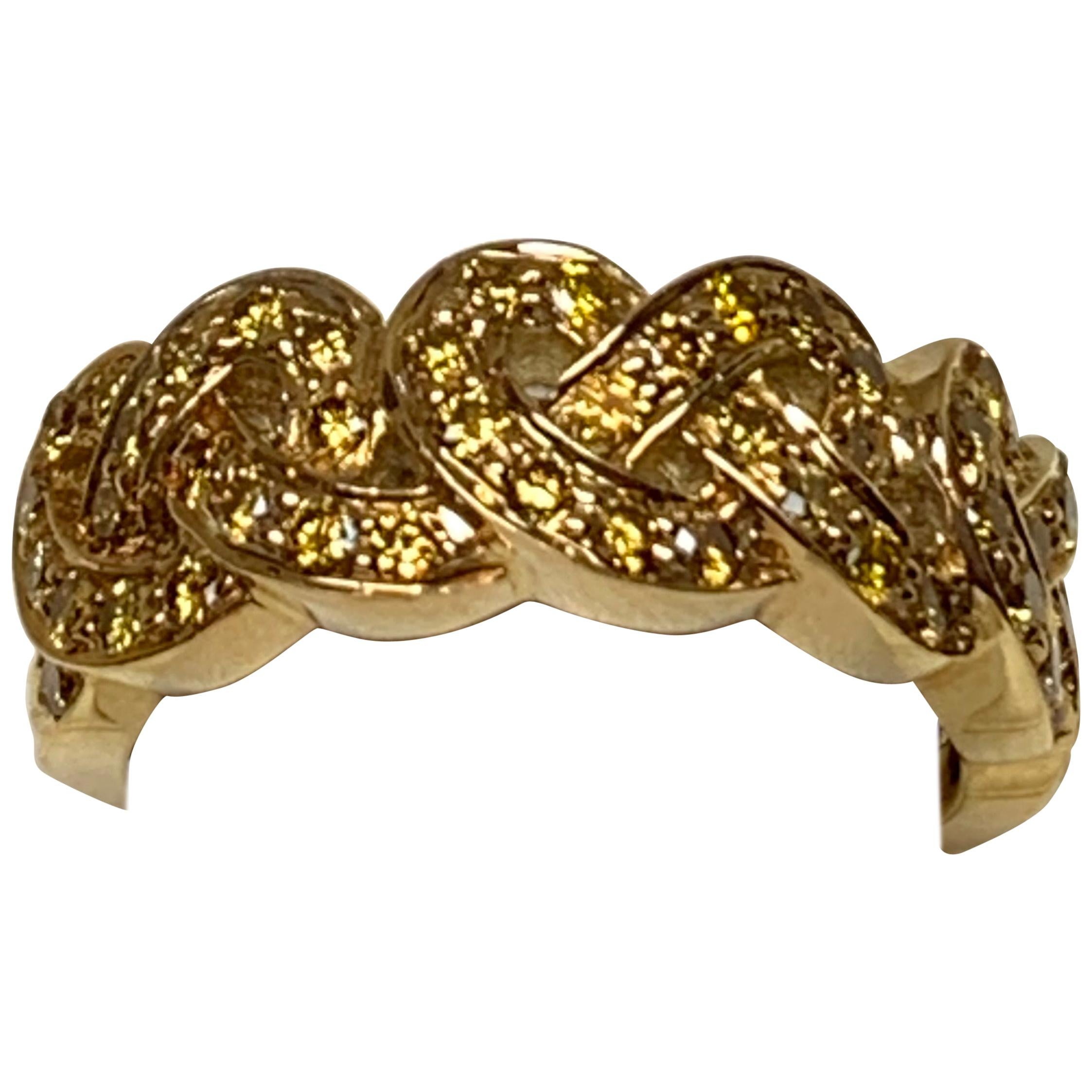 Jean Vitau 18 Karat Yellow Gold Yellow Diamond Ring For Sale