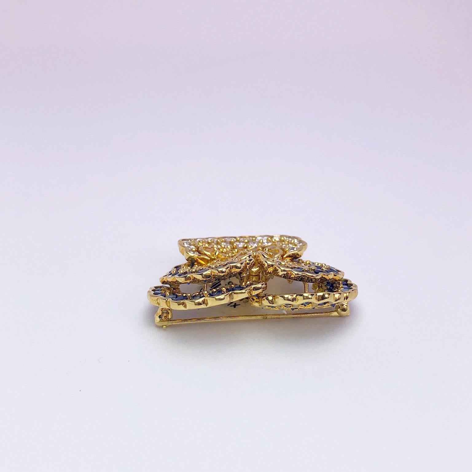 Jean Vitau Broche panthère en or jaune 18 carats, saphirs de 14,50 carats et diamants en vente 1