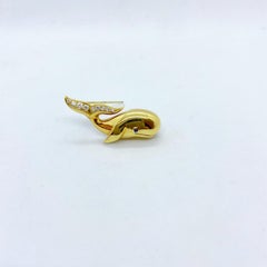Jean Vitau 18 Karat Yellow Gold Whale Brooch with .23 Carat Diamond Tail