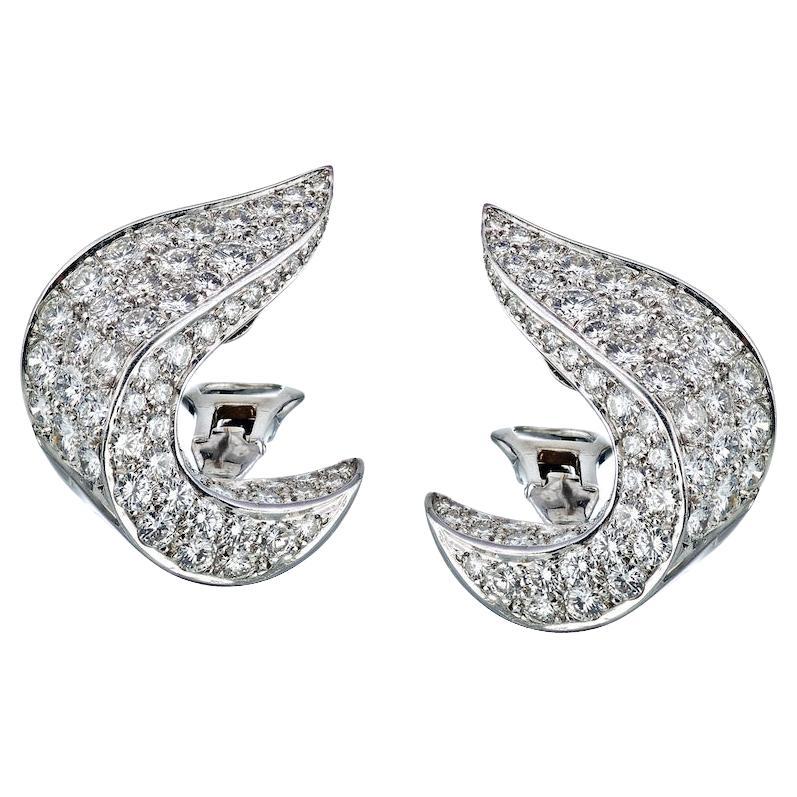 Platinum Jean Vitau 9.50cttw Diamond Clip-On Earrings Circa 1970's