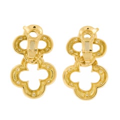 Jean Vitau Diamond Gold Double Clover Earrings