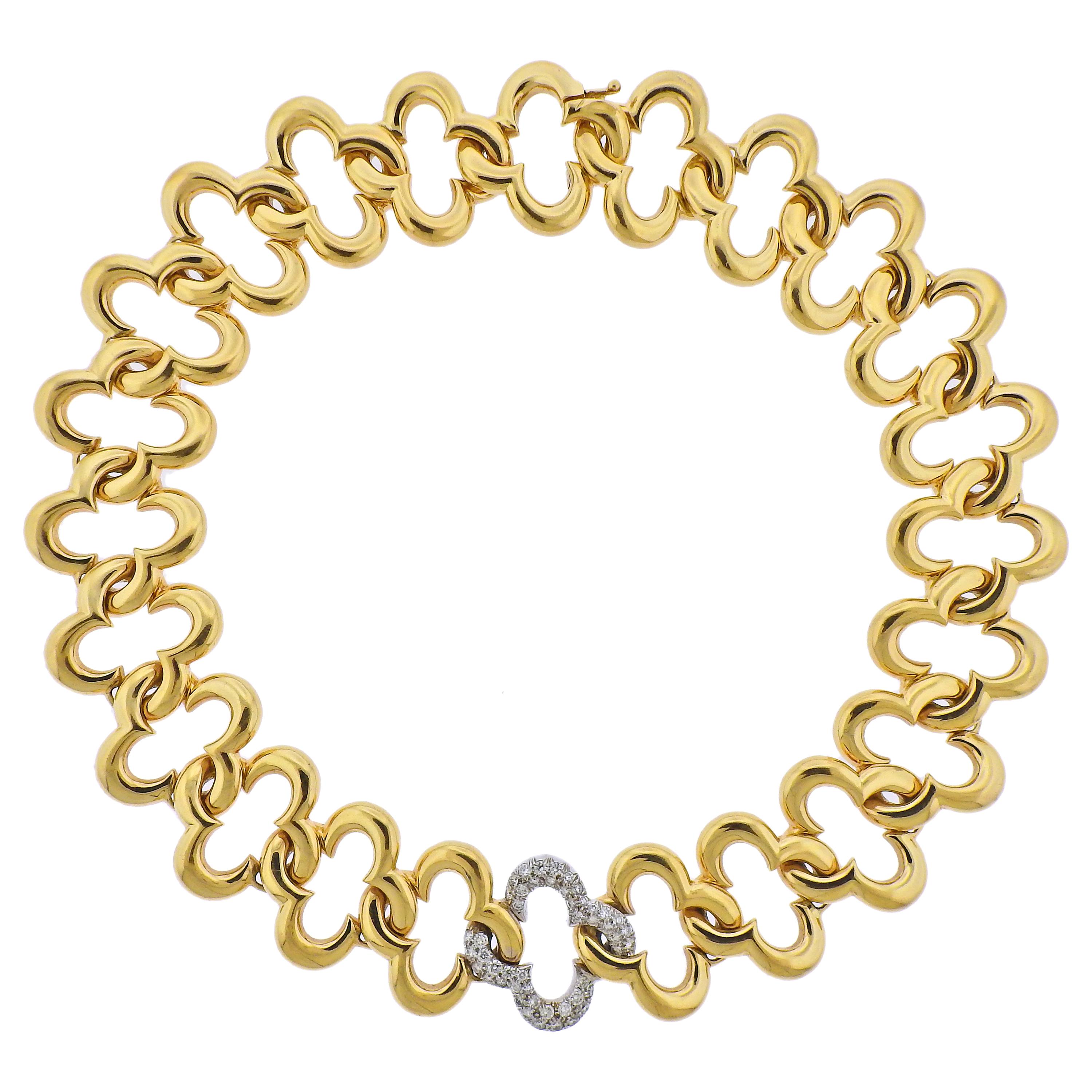 Jean Vitau Diamond Gold Link Necklace For Sale