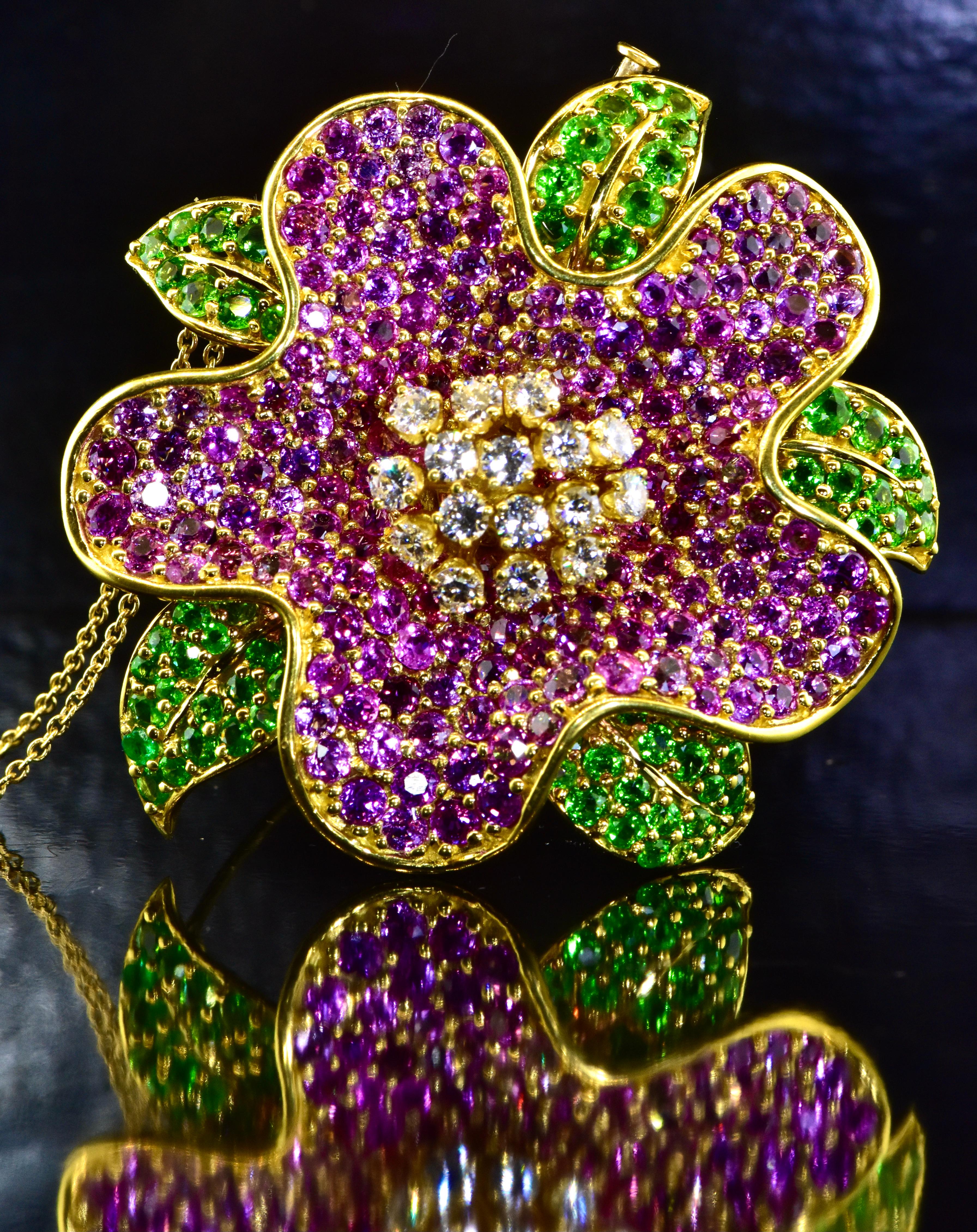 Jean Vitau Flower Brooch and Pendant, French, c. 1995 1