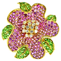 Jean Vitau Flower Brooch and Pendant, French, c. 1995