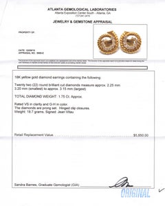 Jean Vitau Spiral-Ohrringe aus Gold und Diamanten