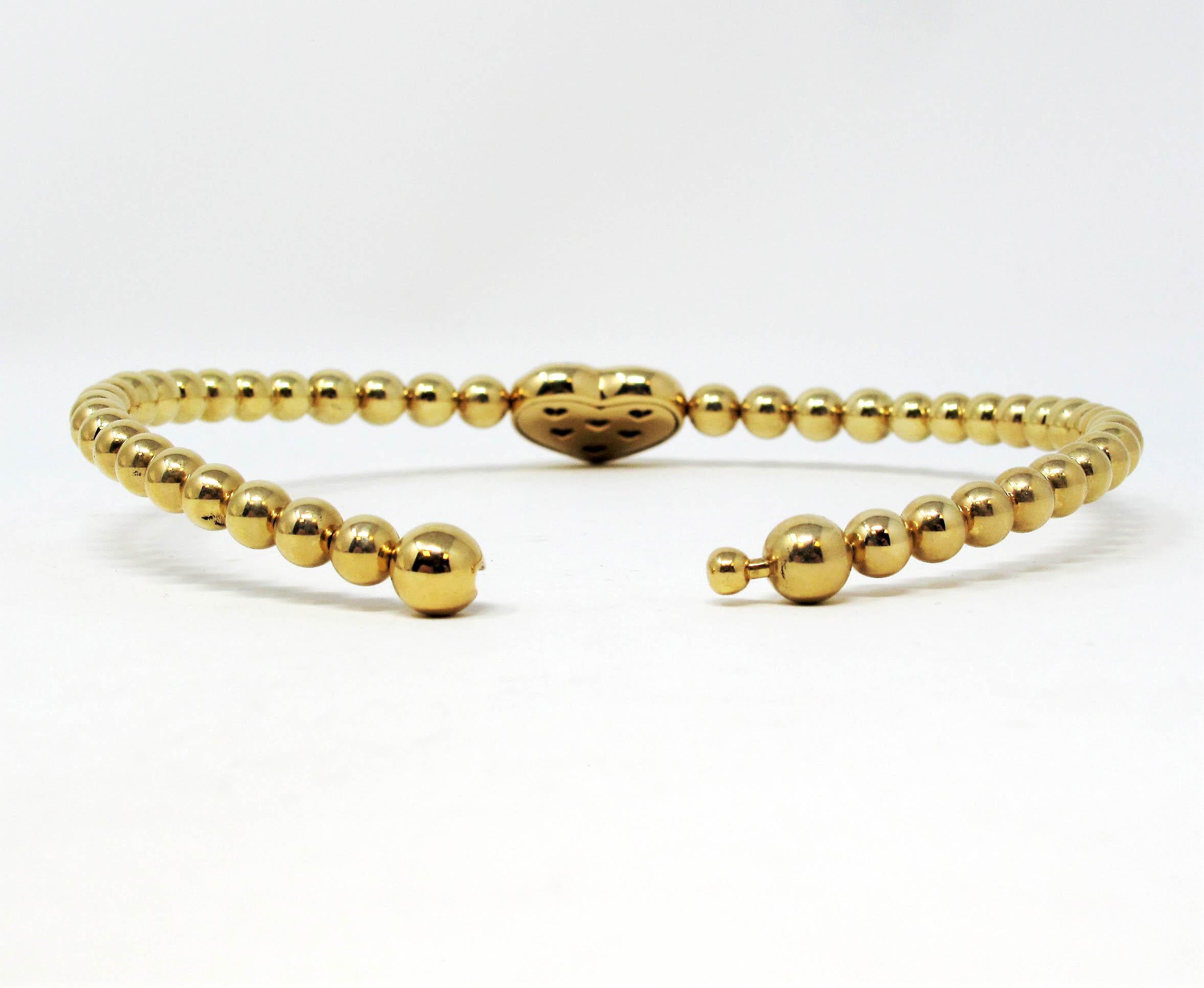 Women's Jean Vitau Graduated Ball Choker Necklace with Fixed Diamond Heart Yellow Gold