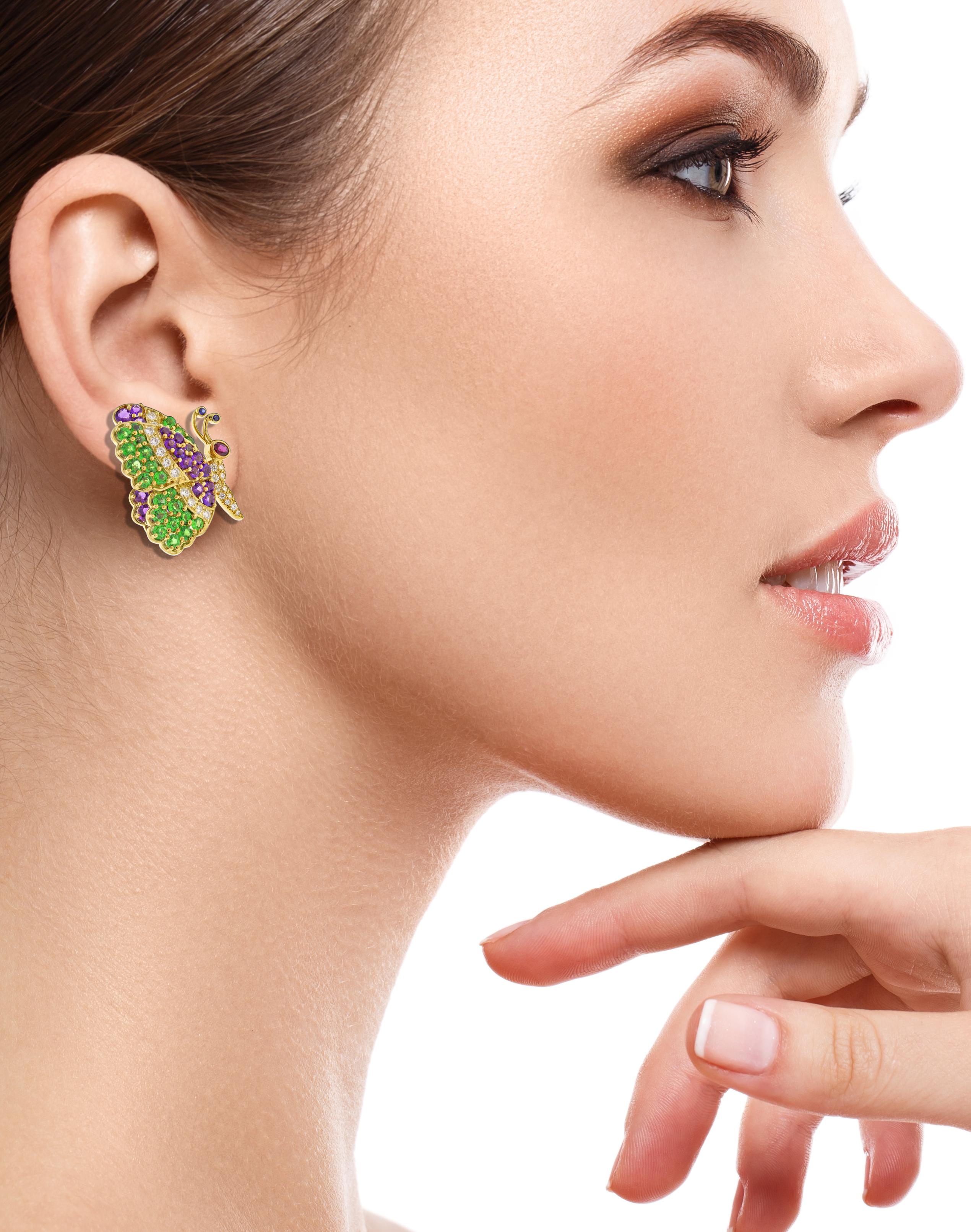 multi gem earrings
