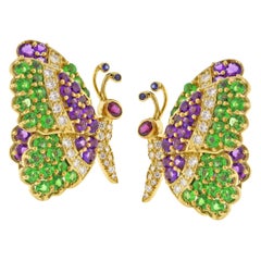 Jean Vitau Multi Gem Butterfly Earrings