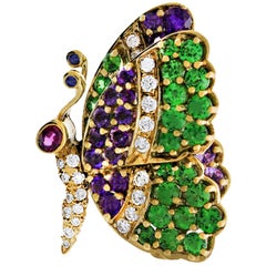 Vintage Jean Vitau Multi Gem Butterfly Pin