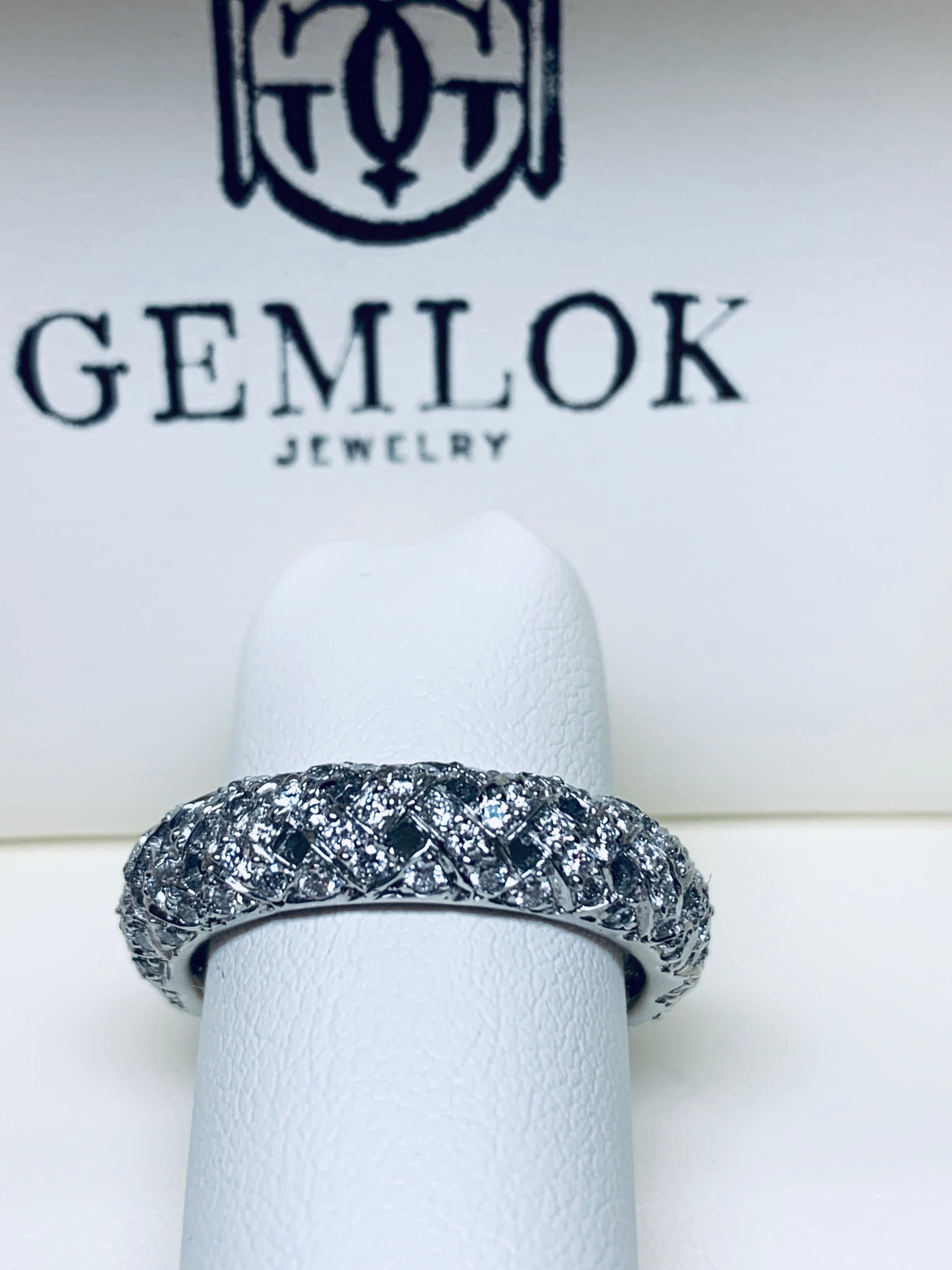Modern Jean Vitau Platinum All Around Diamond Braided Ring For Sale