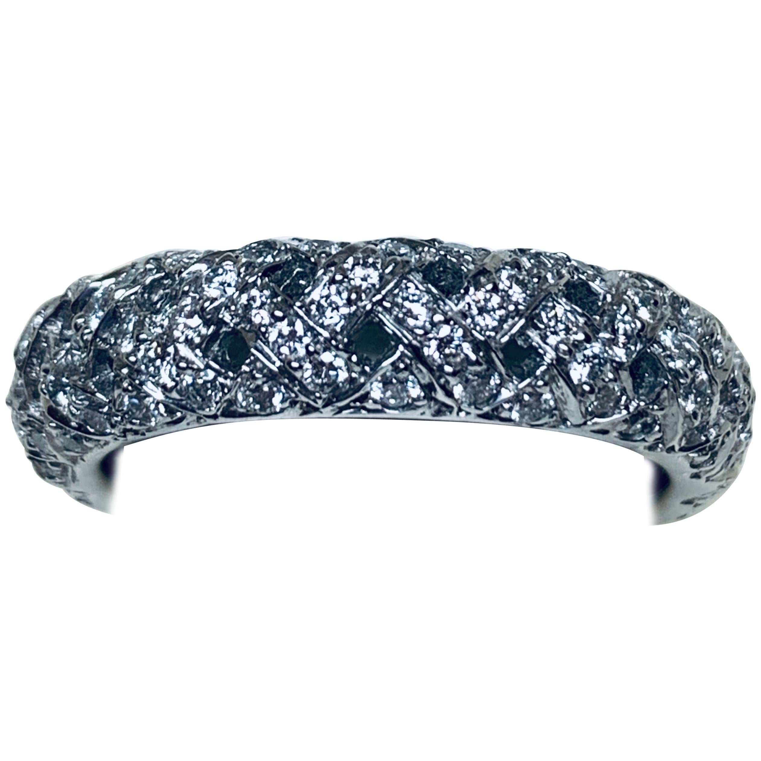 Jean Vitau Platinum All Around Diamond Braided Ring For Sale