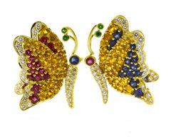 Orecchini a clip con zaffiro e diamante di Jean Vitau