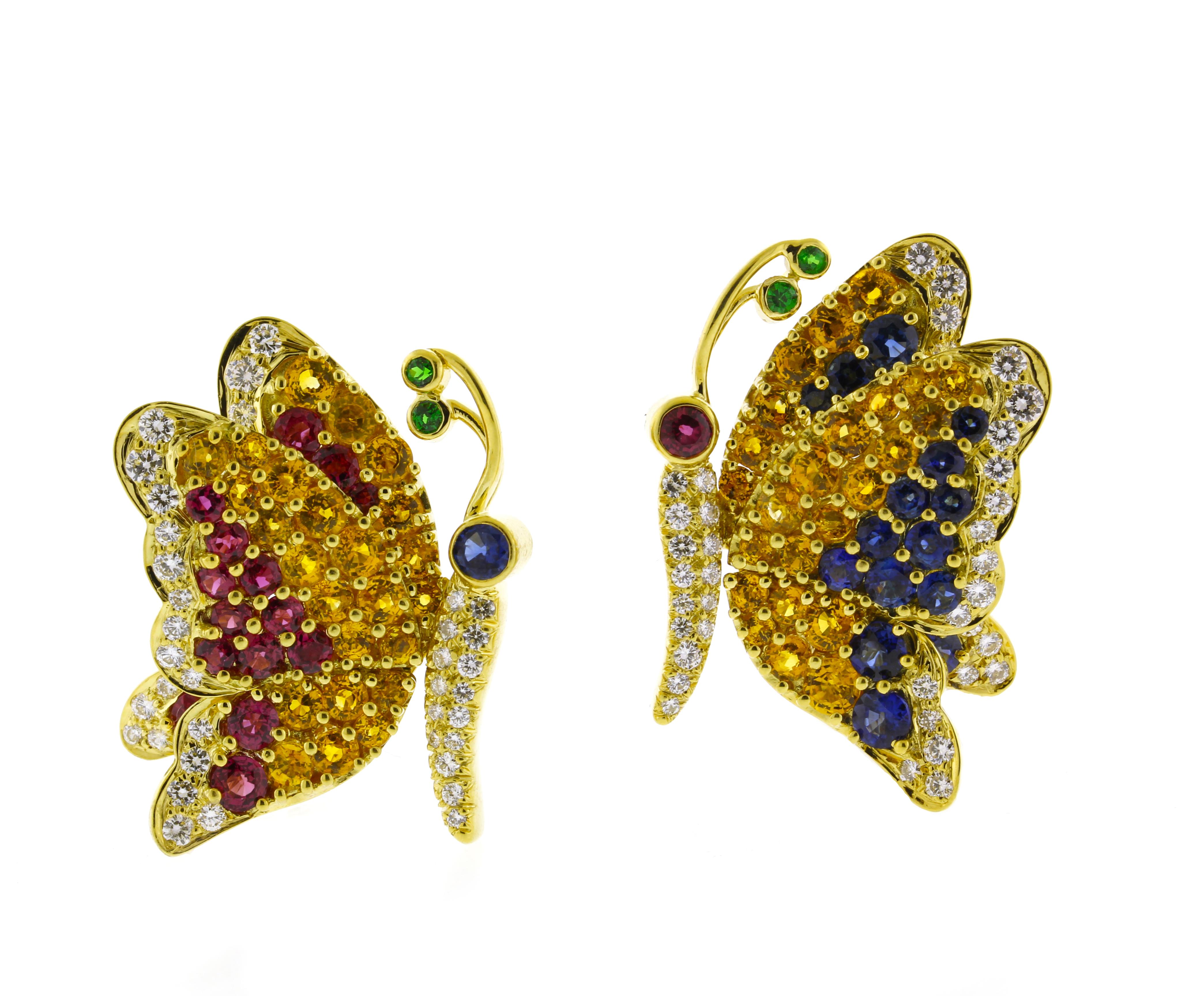 Taglio rotondo Orecchini a clip con zaffiro e diamante di Jean Vitau in vendita