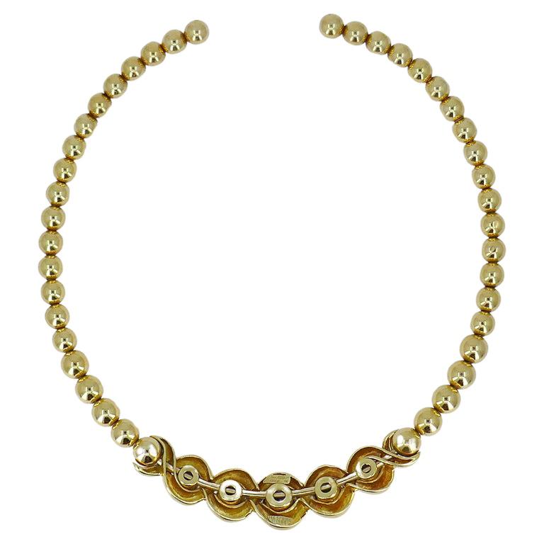 Jean Vitau Vintage 18k Gold Set Necklace and Earrings Gemstones Estate Jewelry For Sale 1
