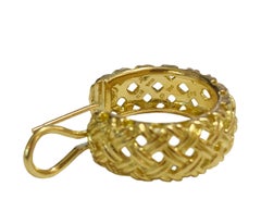 Jean Viteau Basket-Weave Gold Hoop Earrings