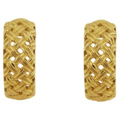 Jean Viteau Basket-Weave Gold Hoop Earrings