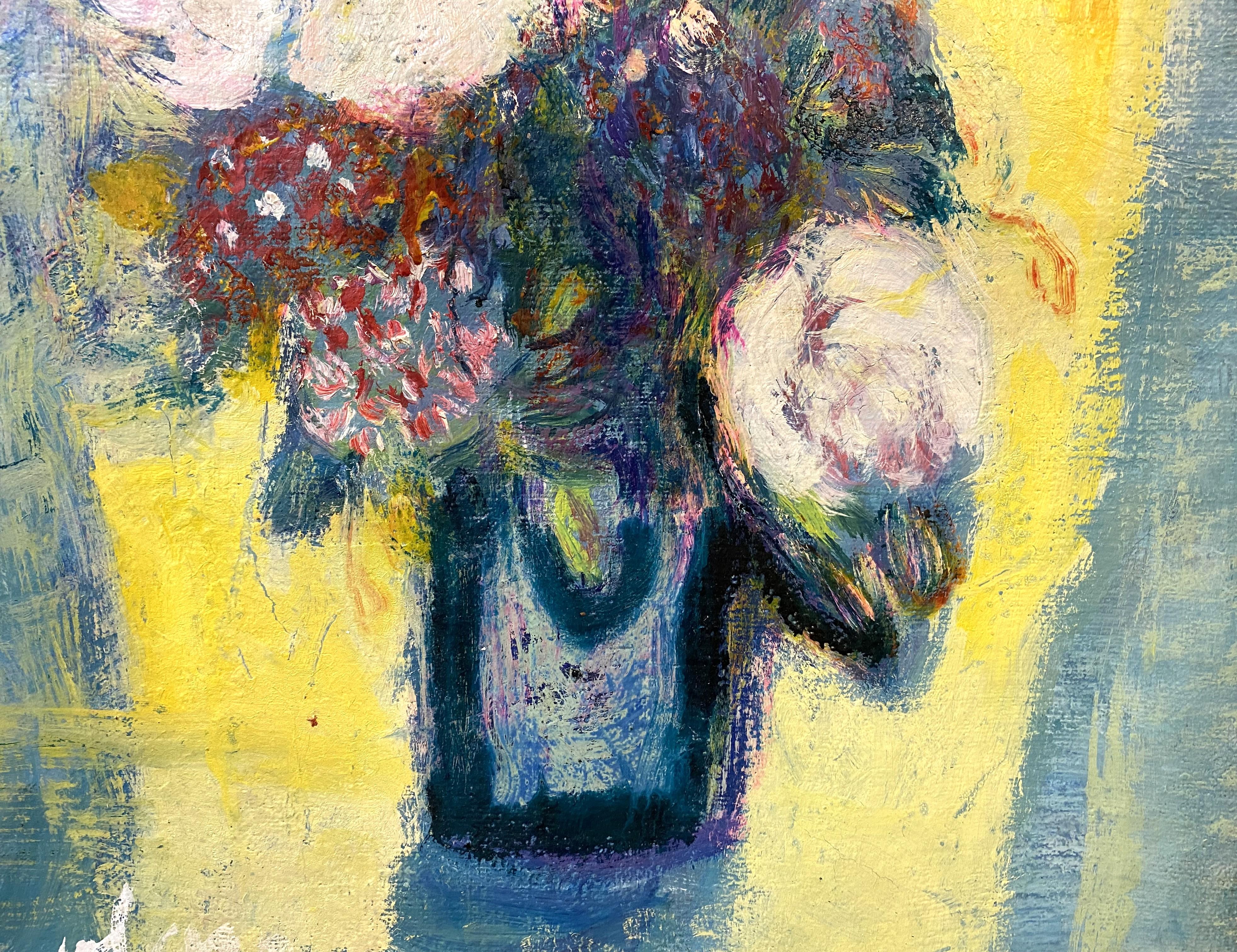 Fleurs - Brown Still-Life Painting by Jean Volang