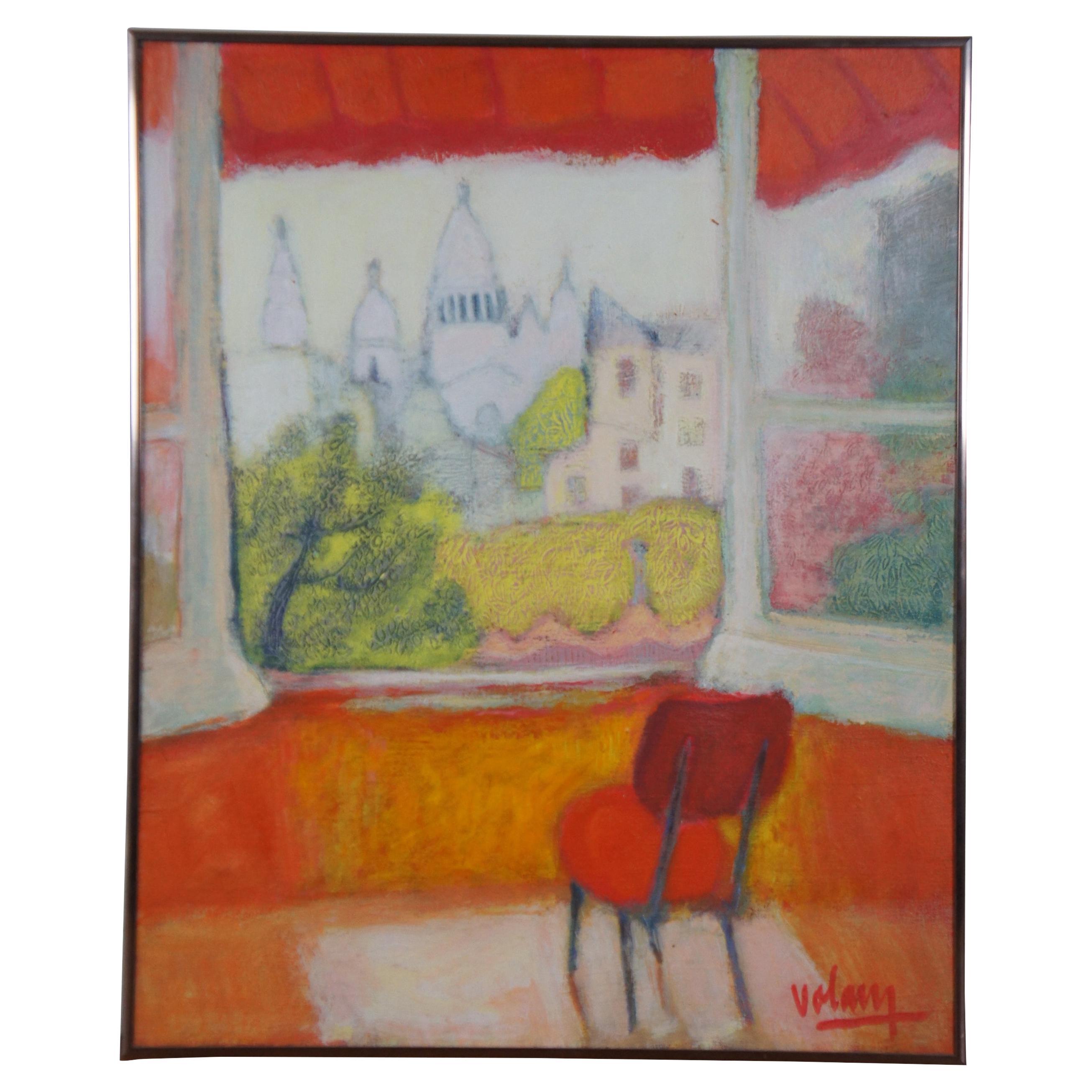 Jean Volang Sacre Coeur depuis une fenêtre Paysage urbain moderniste Orig.  Peinture à l'huile sur 1stDibs