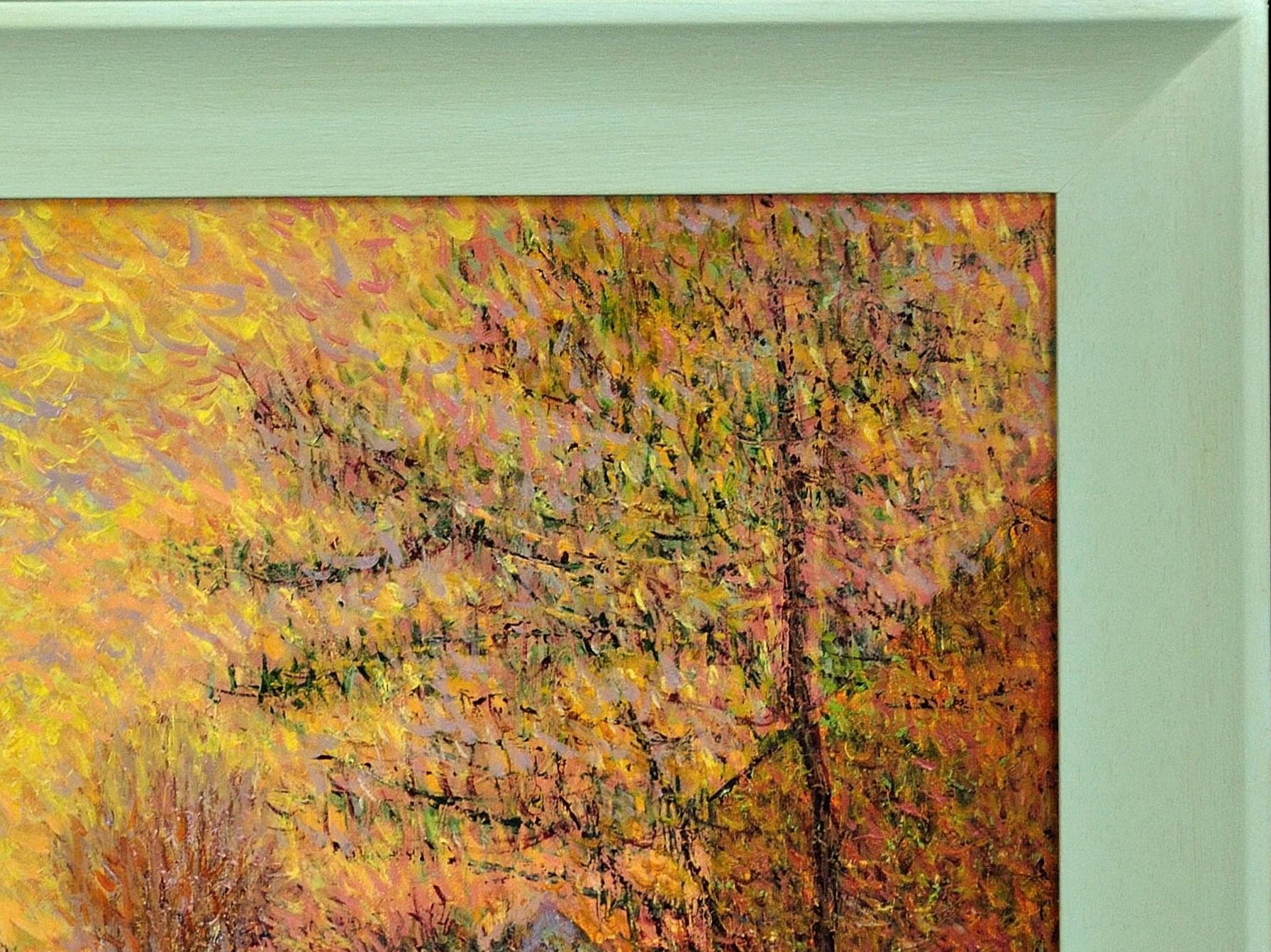 Gerahmtes pointillistisches Ölgemälde des Flusses Eure im alten Viertel von Chartres im Angebot 15